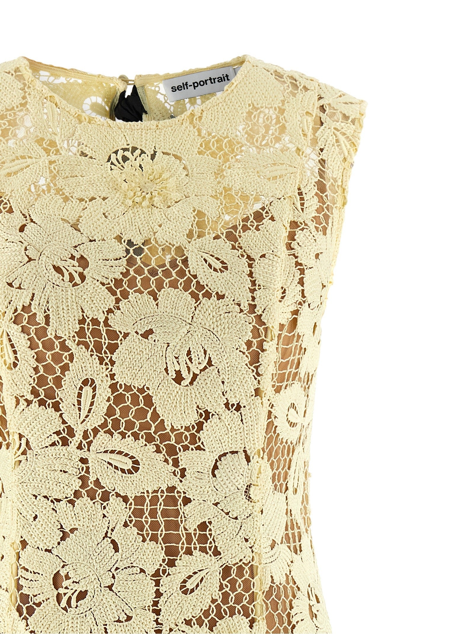 SELF PORTRAIT - 'Yellow crochet lace' midi dress