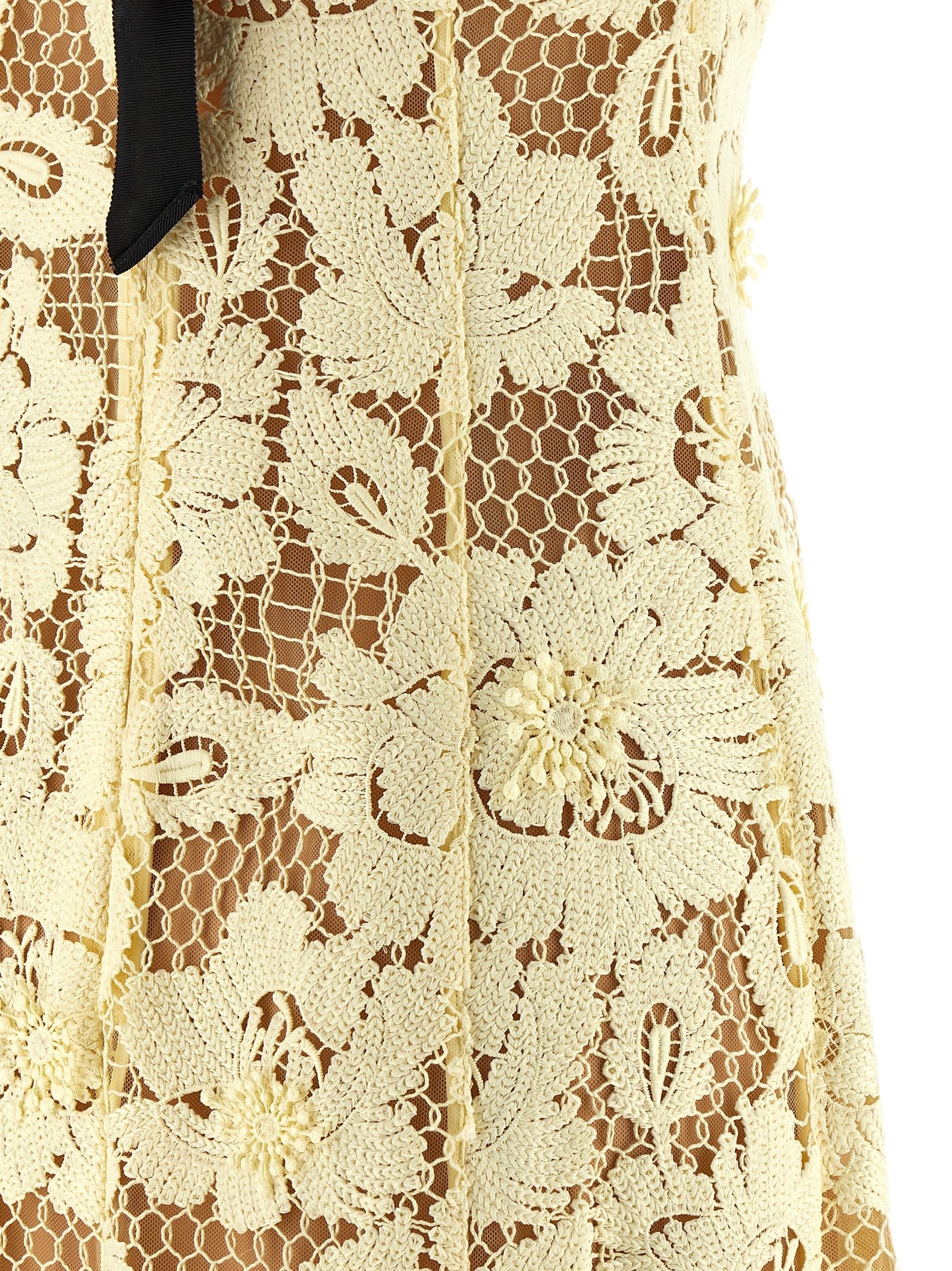 SELF PORTRAIT - 'Yellow crochet lace' midi dress