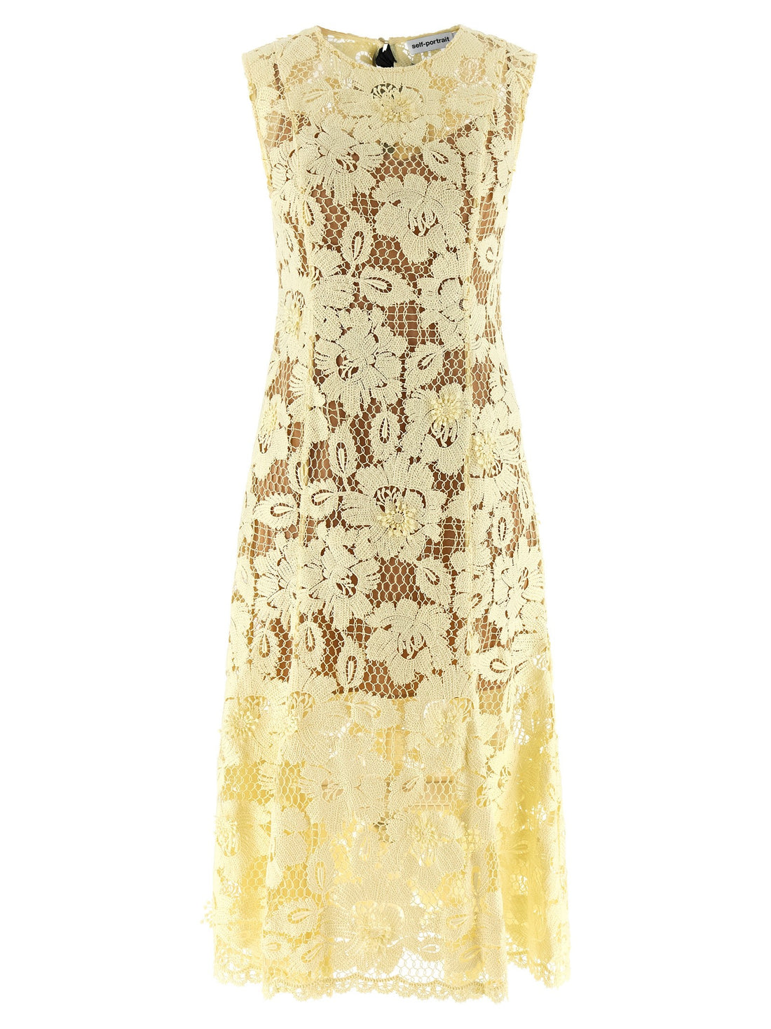 SELF PORTRAIT - 'Yellow crochet lace' midi dress yellow-crochet-lace-midi-dress_b88346a4-9cf5-4582-85e7-2d7042d451a4