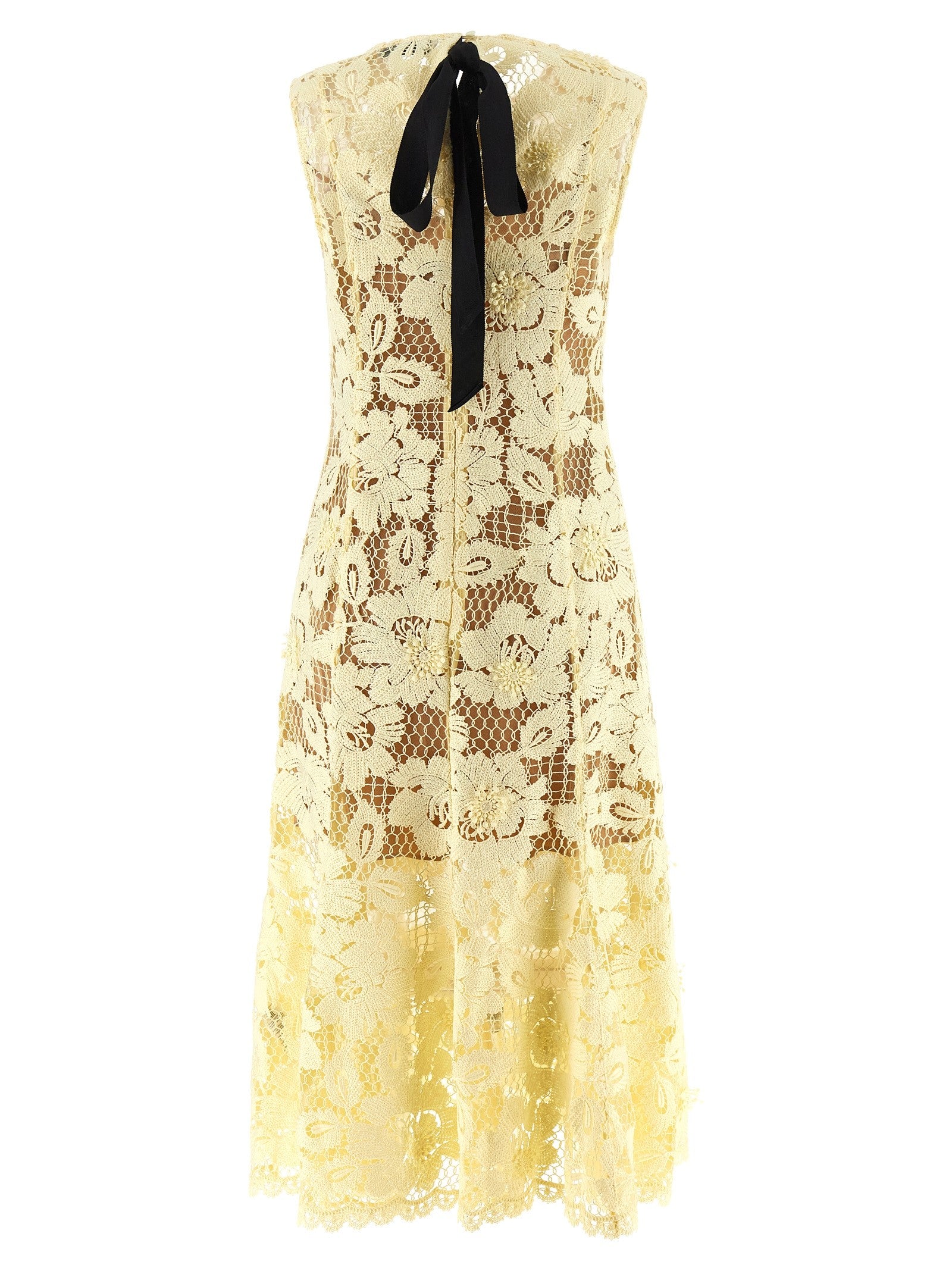 SELF PORTRAIT - 'Yellow crochet lace' midi dress