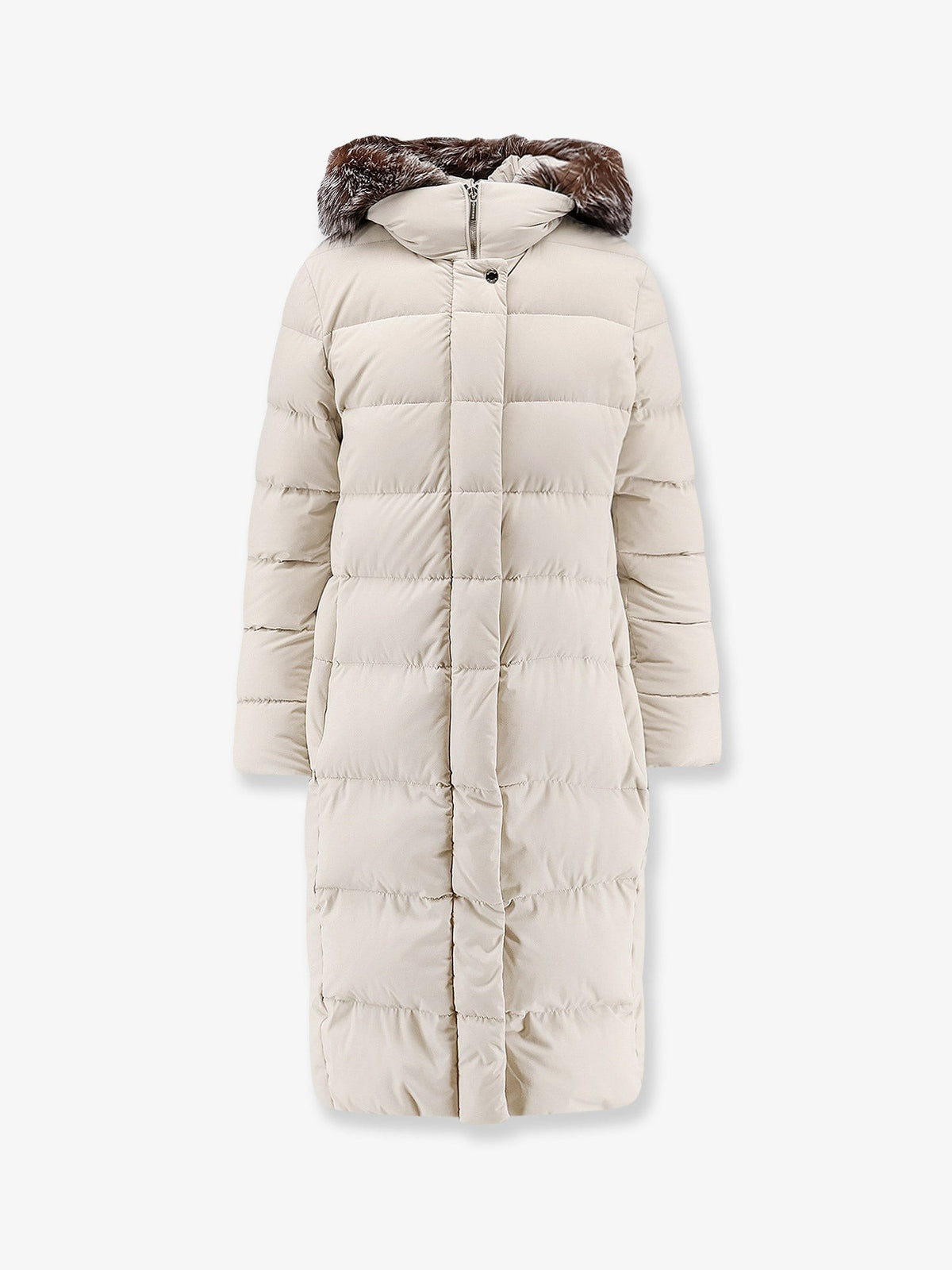 Moorer - Zagar-Kn water-repellent stretch fabric long down coat Ivory