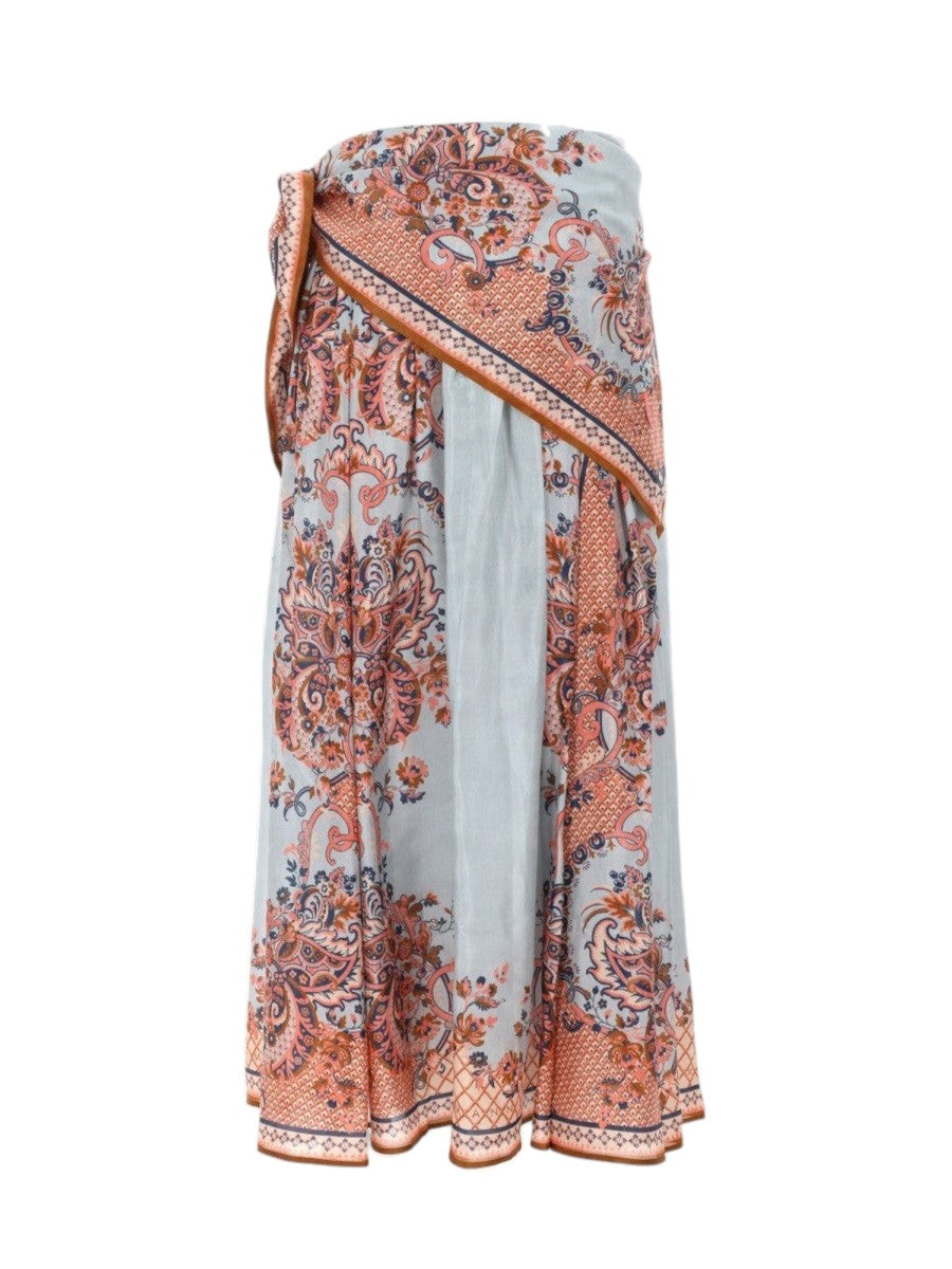 ZIMMERMANN - Aster Scarf-Detailed Maxi Skirt - Blue and Orange zimmermann-aster-scarf-detailed-maxi-skirt-blue-orange-back-jpg