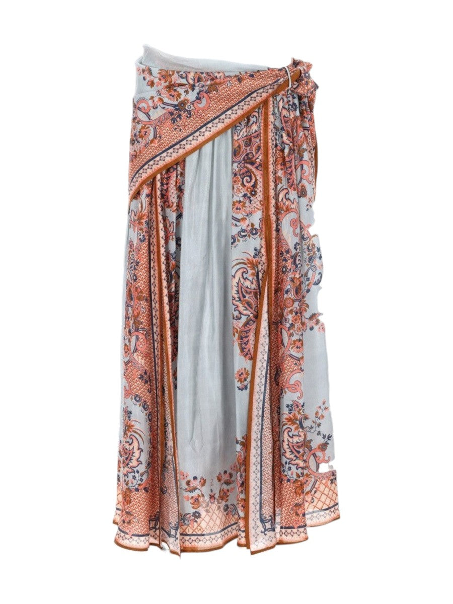 ZIMMERMANN - Aster Scarf-Detailed Maxi Skirt - Blue and Orange zimmermann-aster-scarf-detailed-maxi-skirt-blue-orange-front-jpg