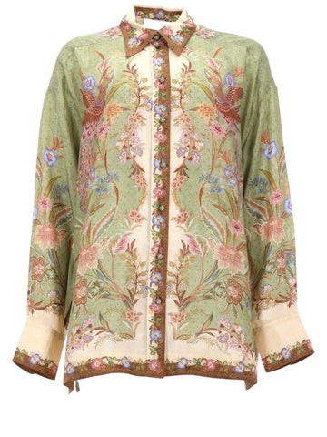 ZIMMERMANN - Indra Relaxed-Fit Printed Shirt - Green zimmermann-indra-relaxed-fit-printed-shirt-green-front-jpg