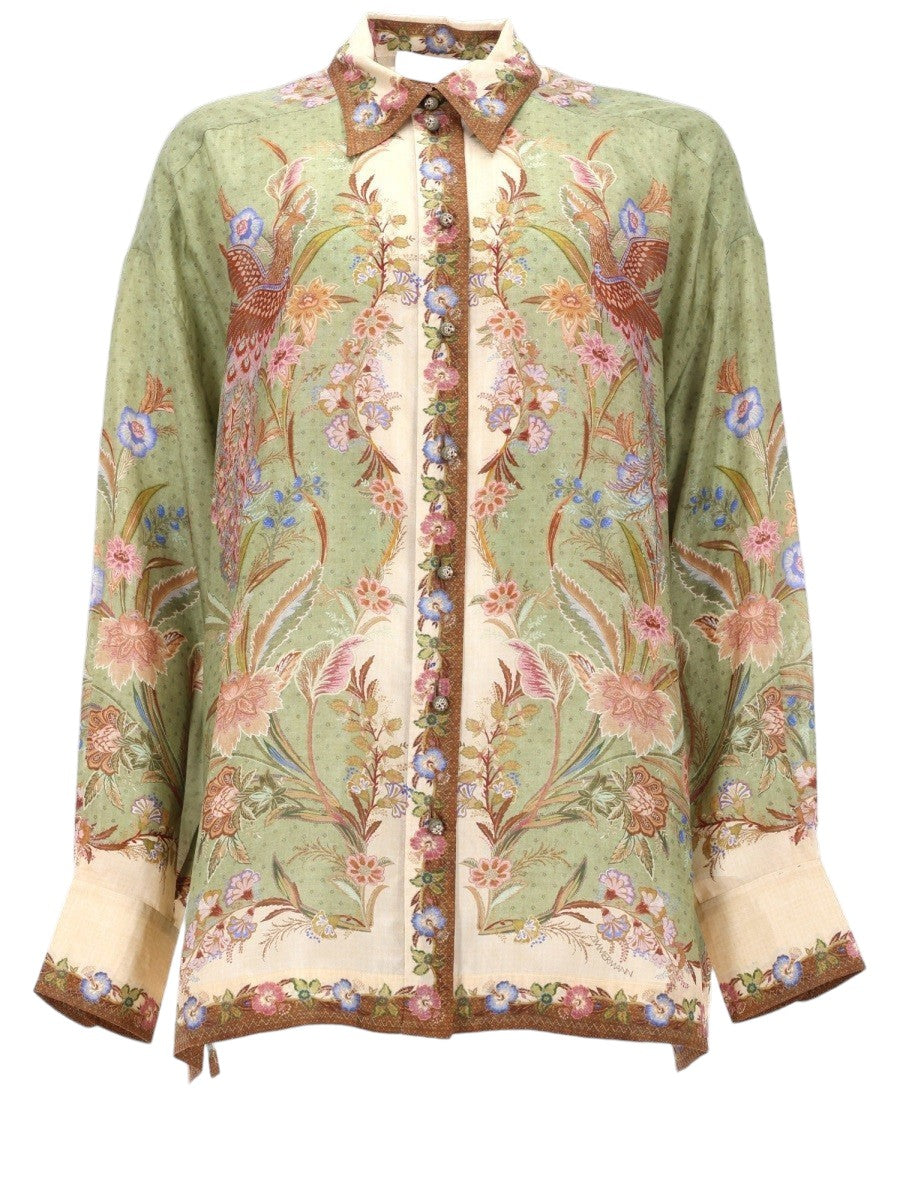 ZIMMERMANN - Indra Relaxed-Fit Printed Shirt - Green zimmermann-indra-relaxed-fit-printed-shirt-green-front-jpg