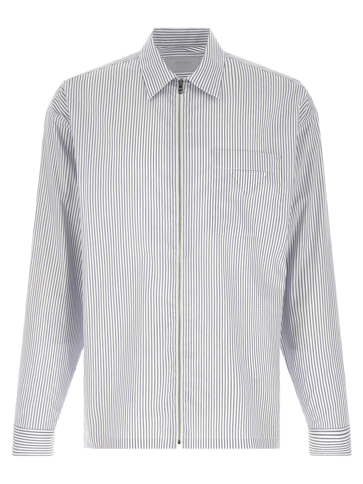 PRADA - Zip striped shirt Blue XL