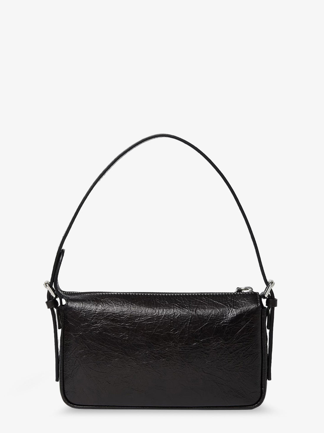 Fendi - Zip Top Small vintage-effect leather shoulder bag Nero UNI